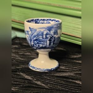 *Vintage*Antique* BOOTHS 'British Scenery' Blue/White Ceramic Egg Cup Post 1922